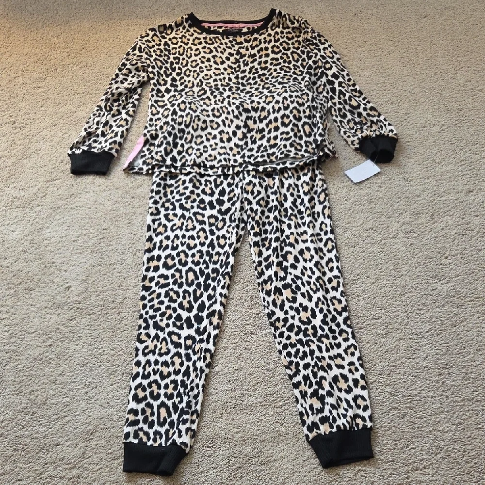 Kate Spade Animal Print Pajama Set with Black Accents